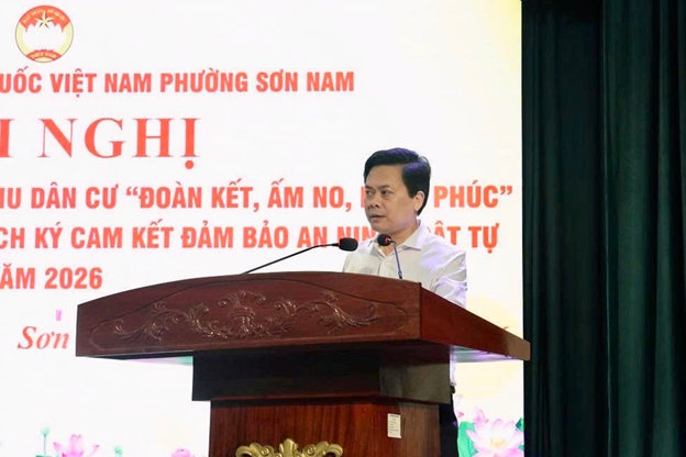 Phường Sơn Nam triển khai xây dựng khu dân cư “Đoàn kết, ấm no, hạnh phúc” giai đoạn 2026–2030 và ký cam kết đảm bảo an ninh trật tự năm 2026