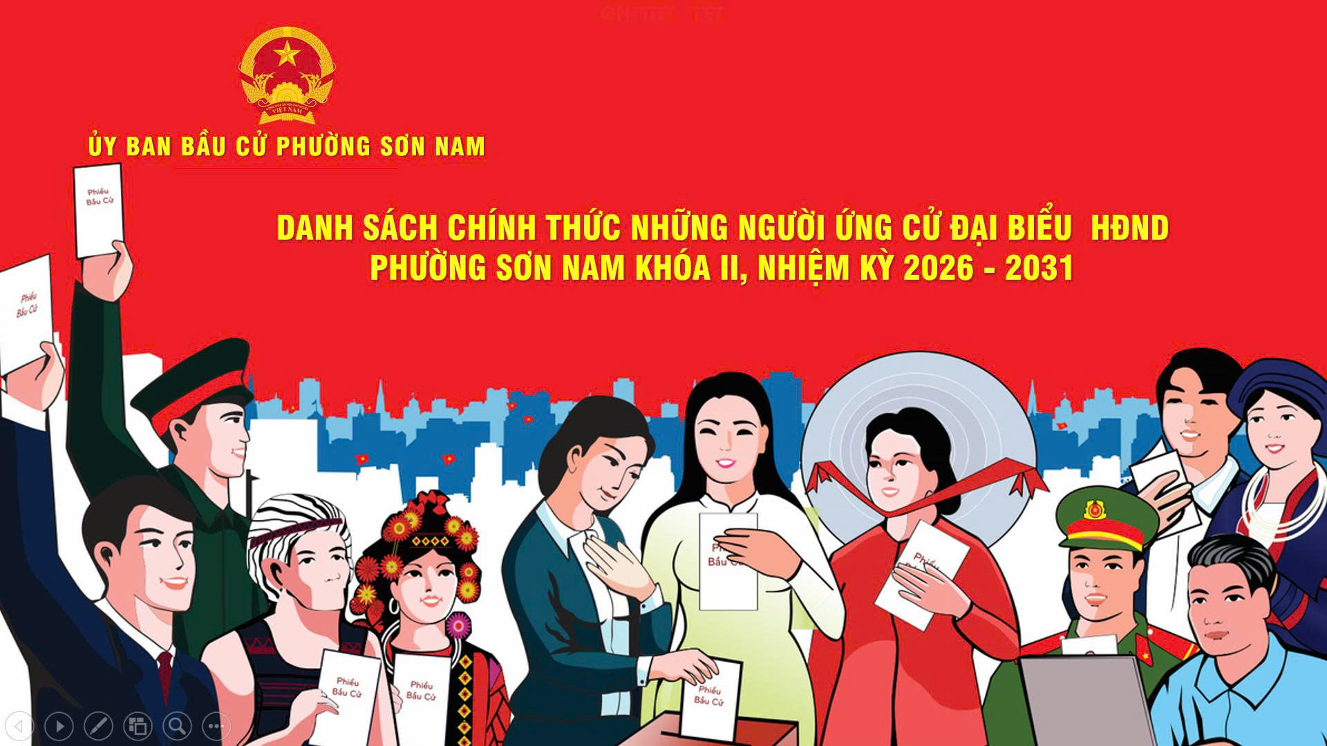 Ủy ban Bầu cử phường Sơn Nam công bố danh sách 35 ứng cử viên đại biểu HĐND phường khoá II, nhiệm kỳ 2026-2031