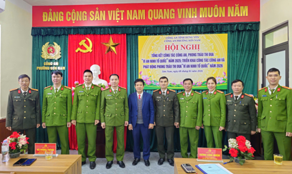Công an phường Sơn Nam tổ chức Hội nghị tổng kết công tác Công an và phong trào thi đua “Vì an ninh Tổ quốc” năm 2025, triển khai công tác Công an và phát động phong trào thi đua “Vì an ninh Tổ quốc” năm 2026