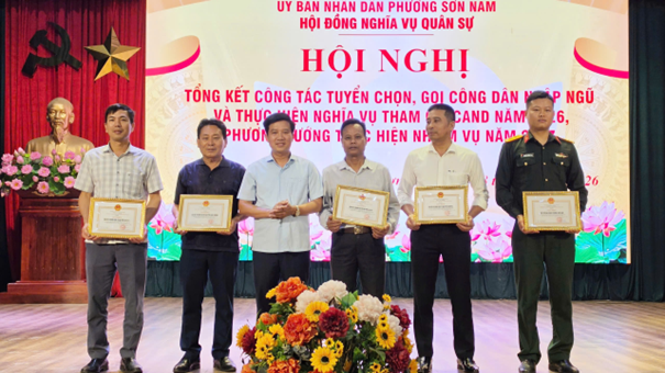 Phường Sơn Nam tổ chức Hội nghị tổng kết công tác tuyển chọn, gọi công dân nhập ngũ và thực hiện nghĩa vụ tham gia Công an nhân dân năm 2026