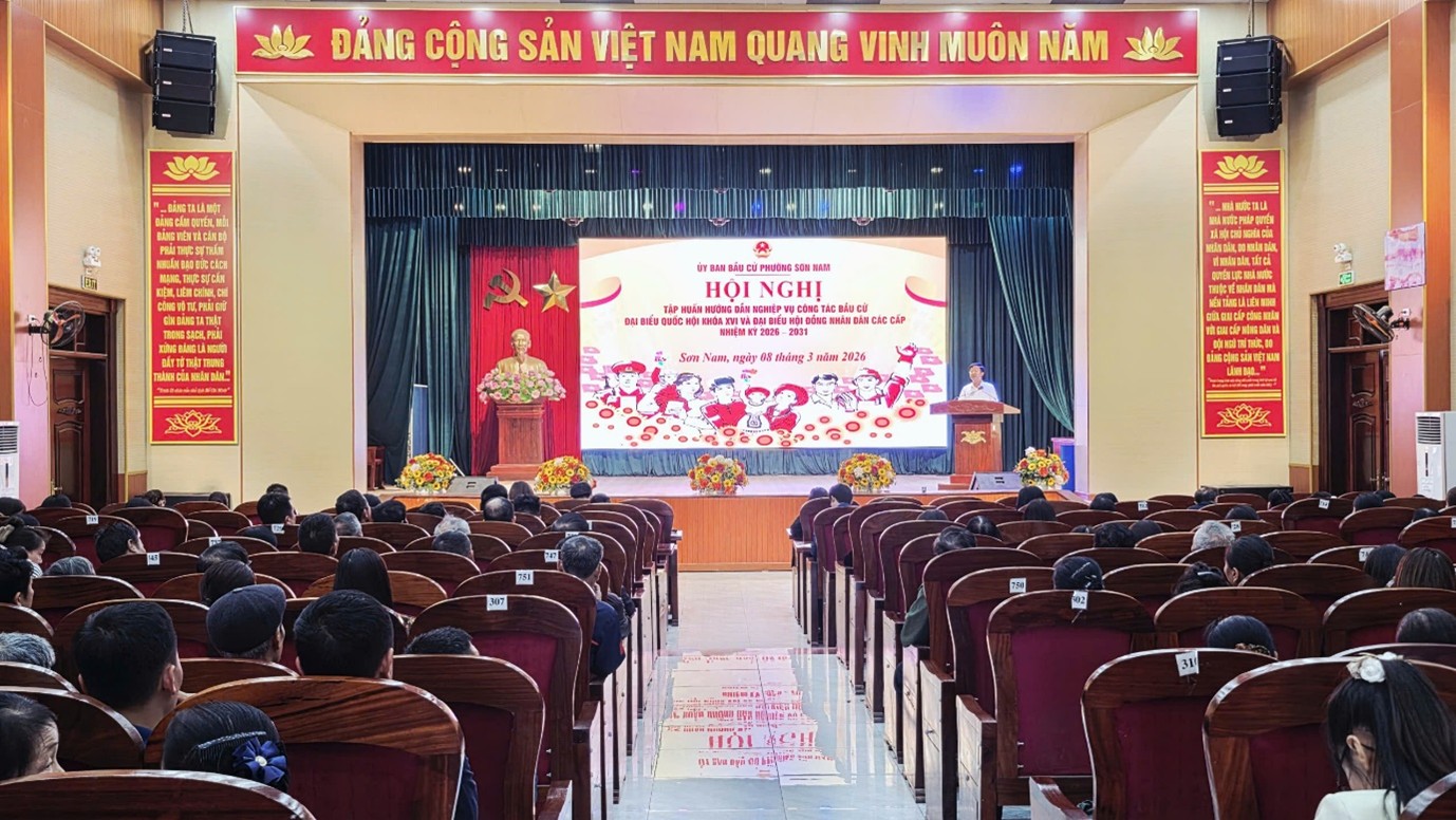 Phường Sơn Nam tổ chức Hội nghị tập huấn hướng dẫn nghiệp vụ công tác bầu cử đại biểu Quốc hội khóa XVI và đại biểu HĐND các cấp nhiệm kỳ 2026 – 2031
